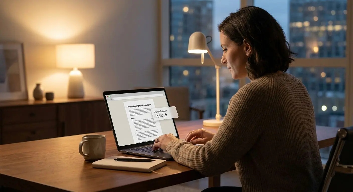 Responsible bonus balance management Player checking bonus terms and account balance carefully