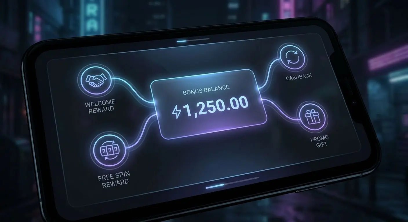 Common sources of bonus balance growth Account screen showing sources that add to bonus balance