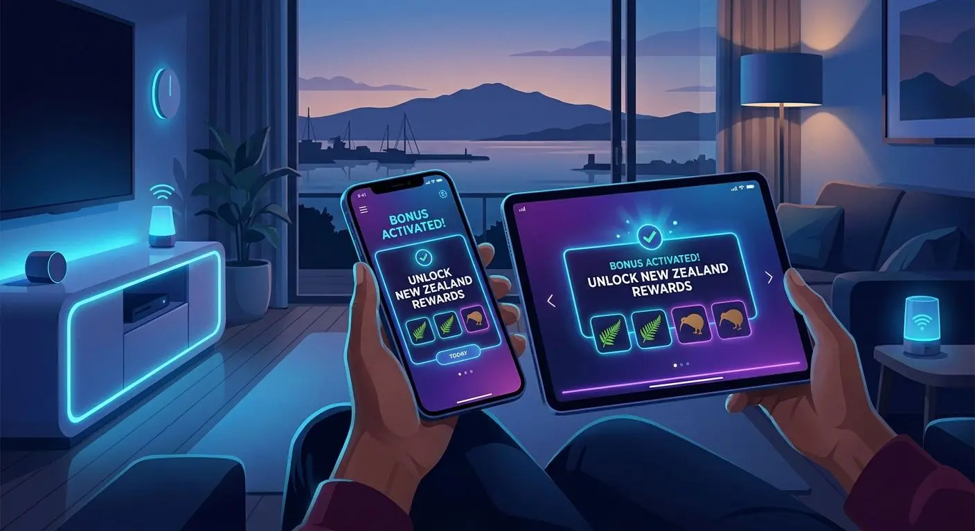 Mobile bonus activation experience Player using a mobile device to activate a bonus offer in NZ context