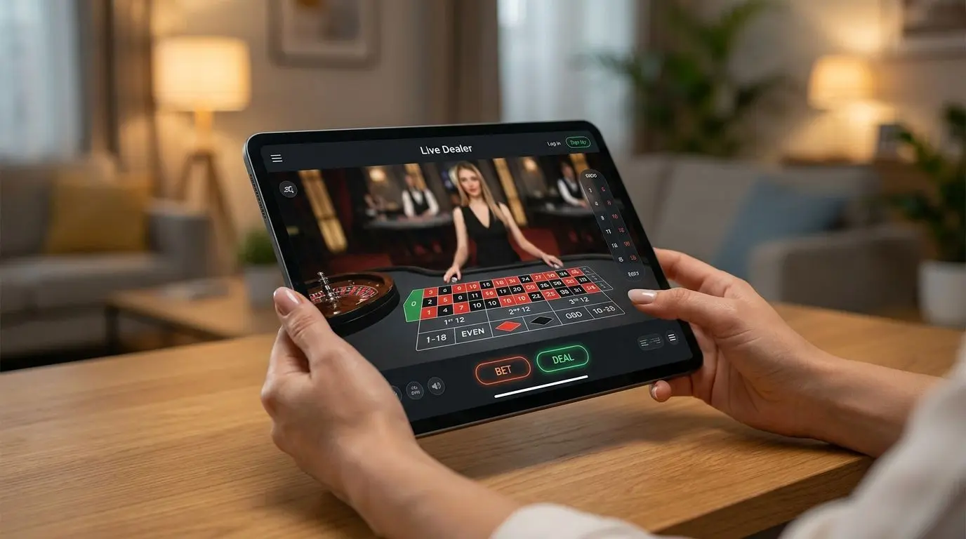 SpinBet Live Casino on Mobile Mobile device showing a live dealer table on SpinBet
