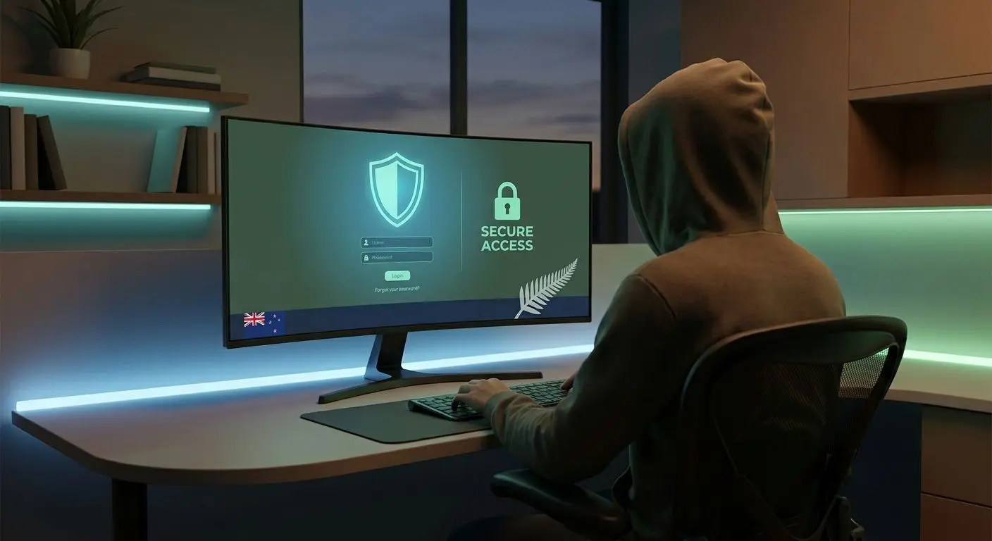Secure account protection login illustration for NZ players