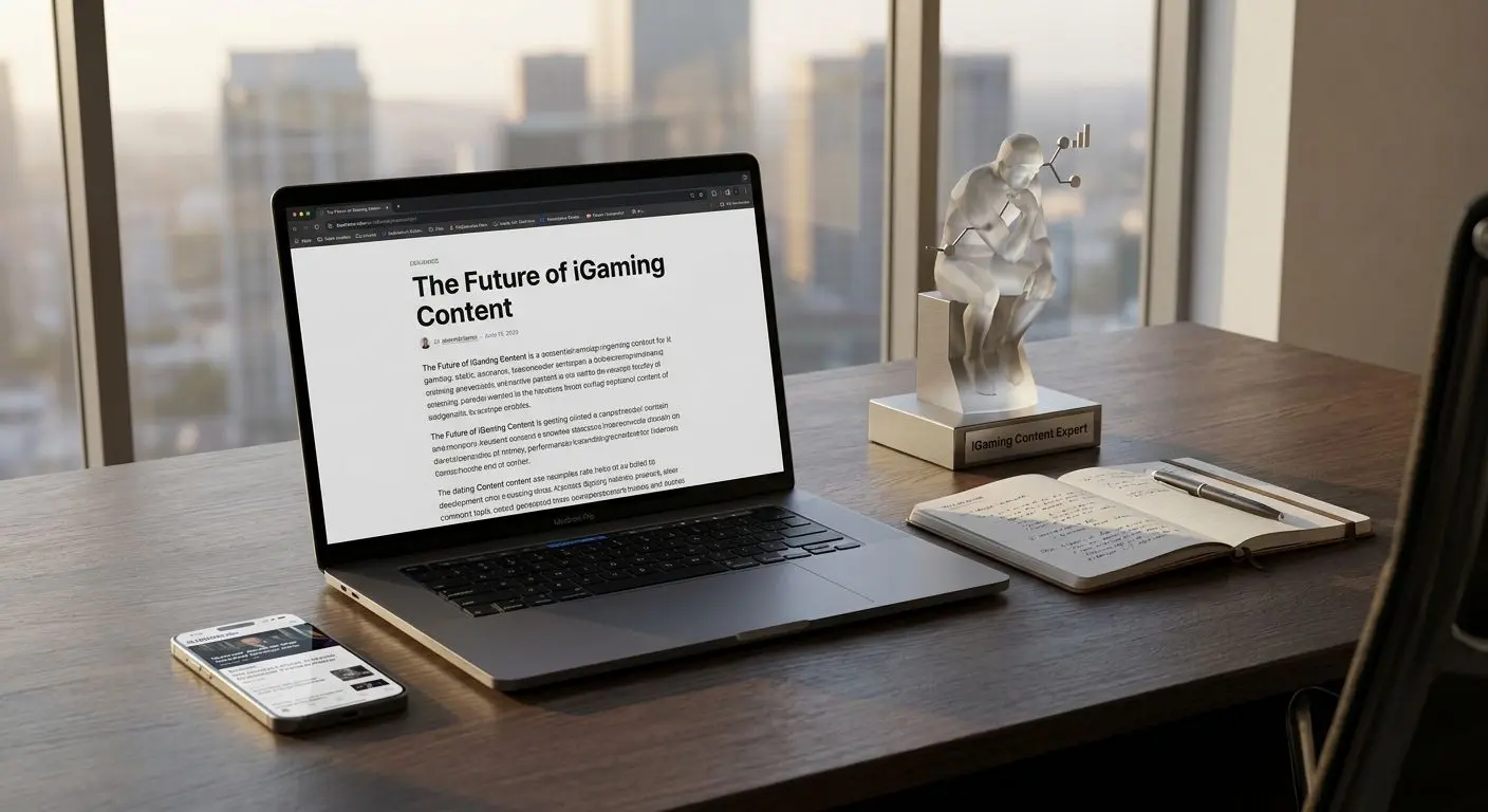 Editorial workspace representing an online gaming expert review