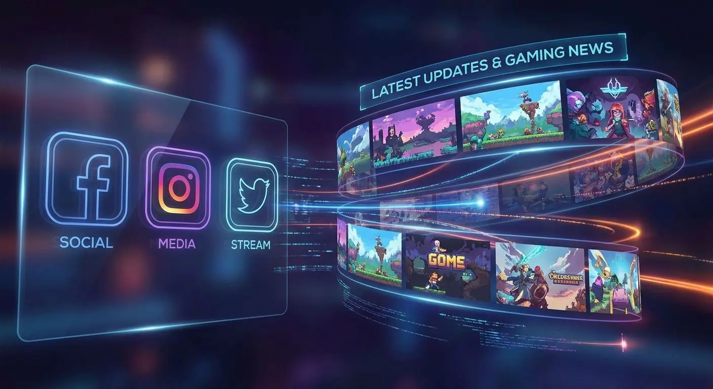 Social media icons with game thumbnails for Spinbet updates
