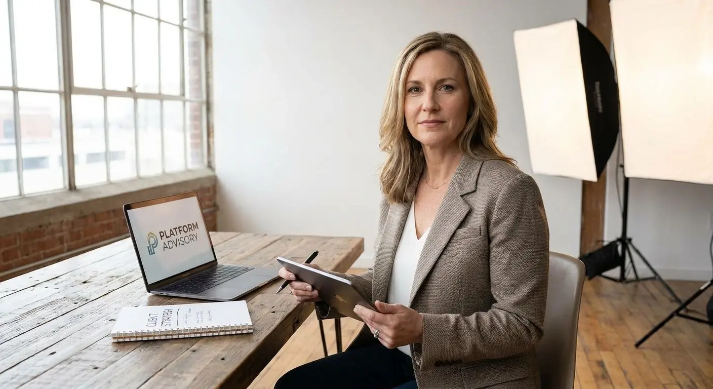 Fictional expert advisor in a modern workspace