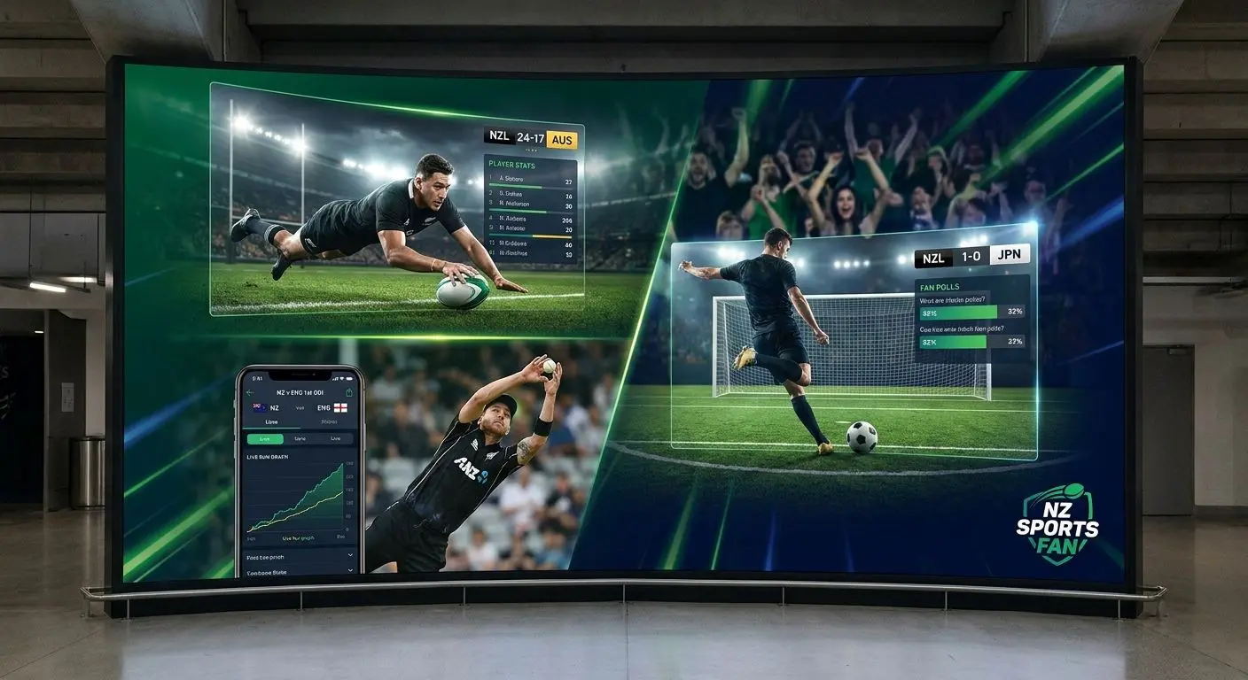 Popular sports for New Zealand punters Collage of rugby cricket and football action for NZ sports fans